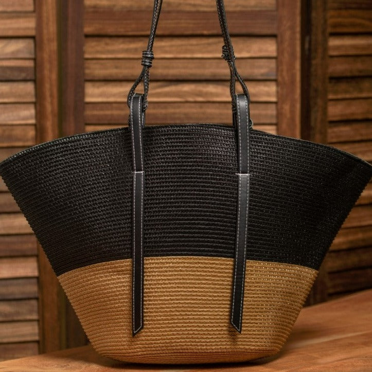 Black Leather Straw Purse Brighton Rare Straw Shoulder Bag Purse