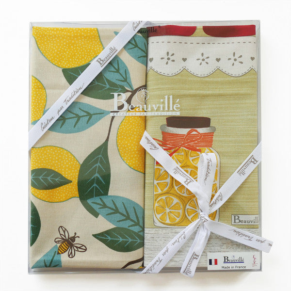 Beauvillé, Plein Sud Gift Box of 2 Luxury French Kitchen / Tea Towels