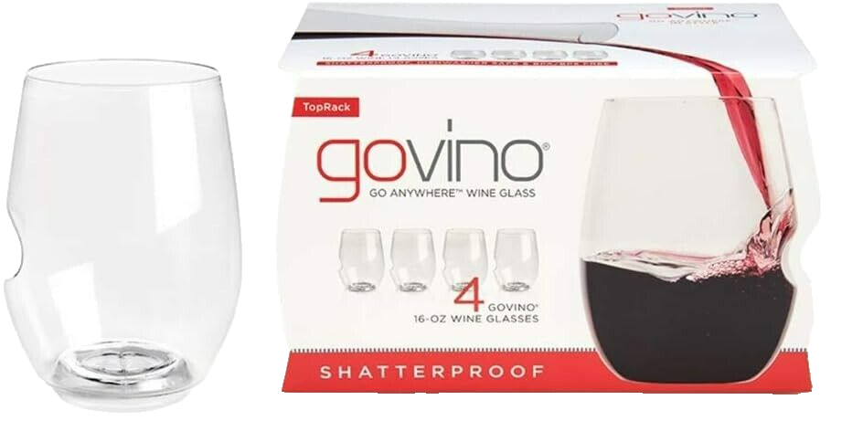 Govino, Set of 4, 'Best Ever Govino' Stemless Red Wine Glasses, 16 oz – Au  Bon Goût Boutique