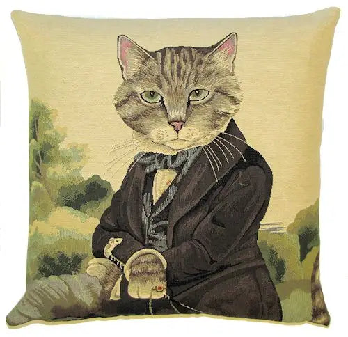 Yapatkwa Belgium, Cat Portrait Petit Tapestry Pillow, 9 x 9