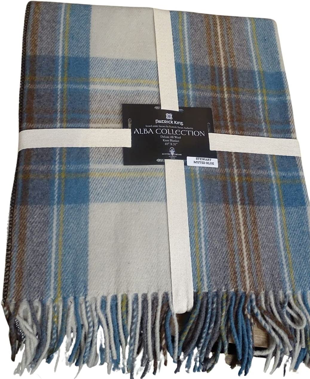 Patrick King Woollen Company Knee Blanket Nova Scotia Tartan Plaid Wool Blue NEW sale