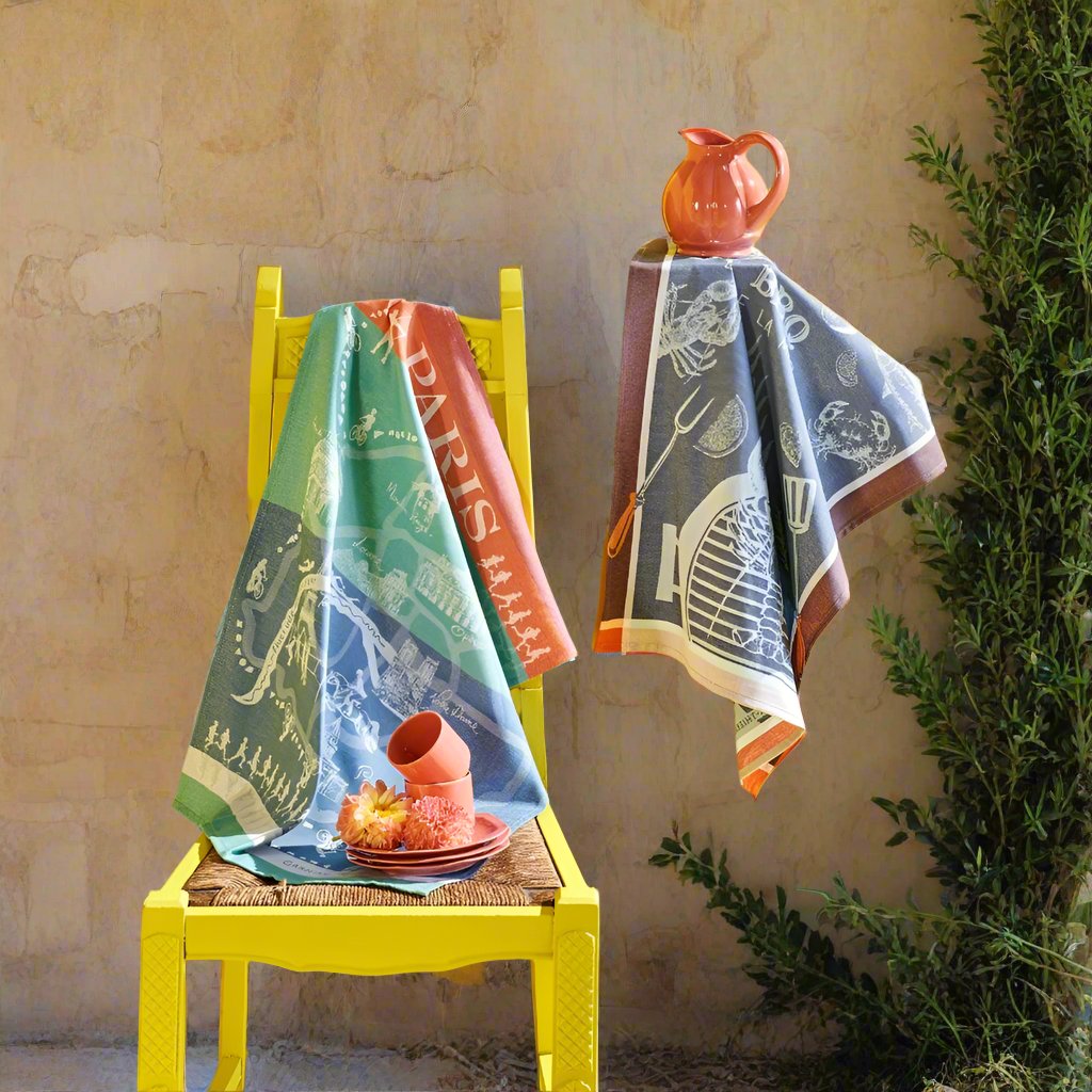 Garnier-Thiebaut, Paris Seine Blue French Jacquard Kitchen Tea