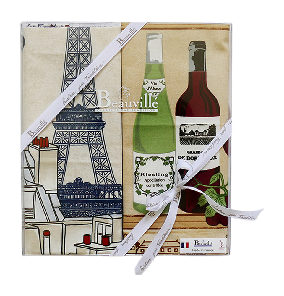 Beauvillé, Plein Sud Gift Box of 2 Luxury French Kitchen / Tea Towels