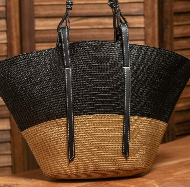 Avenue Zoe, Natural Black Straw Summer Bag – Au Bon Goût Boutique