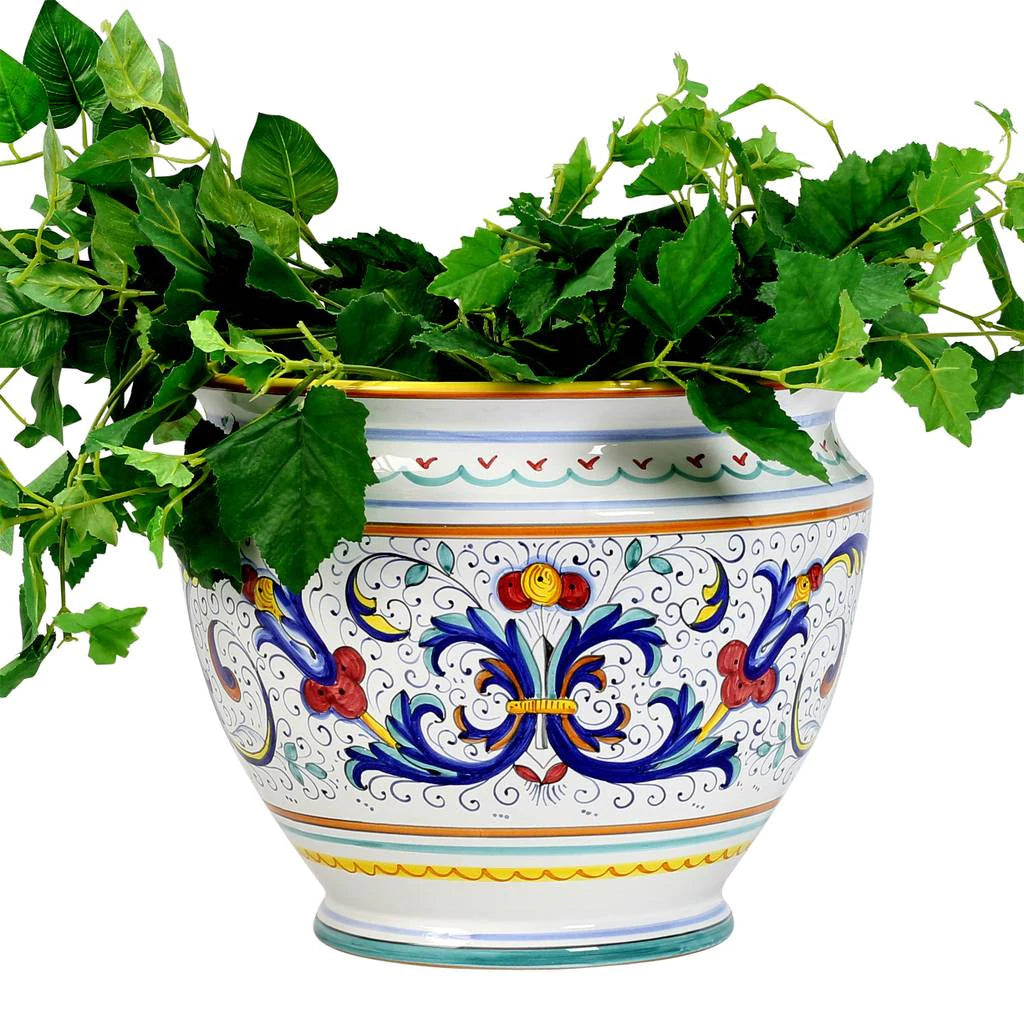 italian plant pots Deruta Ricco Luxury Italian Hand-Painted Large 14" Planter / Cachepot – Au  Bon Goût Boutique