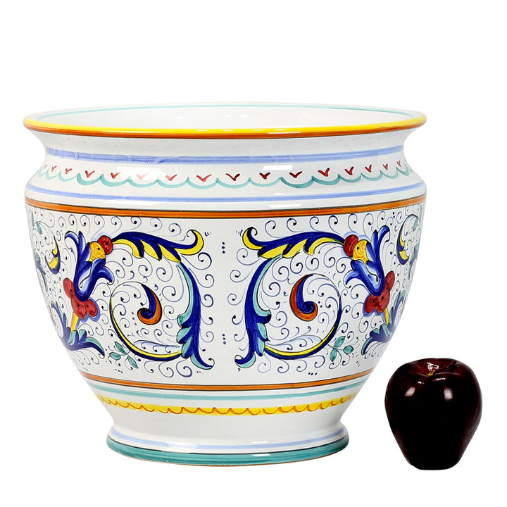 Onion Jar with lid decorated selling in Ricco classic Deruta. Deruta artistic ceramic. Hand Painted. MADE IN ITALY.